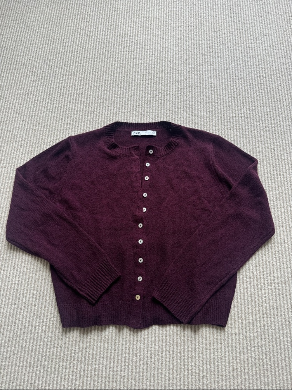 Zara Plum Button-Front Knit Cardigan